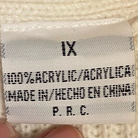 Basic Editions Oversized Ribbed Cardigan Women Size 1X Button Down Cream Sweater - Picture 5 of 6